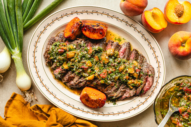 Flank Steak With Peach Salsa Verde Lufa Farms Marketplace