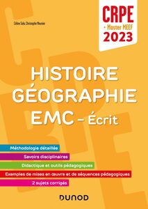 Concours Professeur des écoles - Histoire Géographie EMC - Ecrit / admissibilité - CRPE 2023 Ecrit/admissibilité