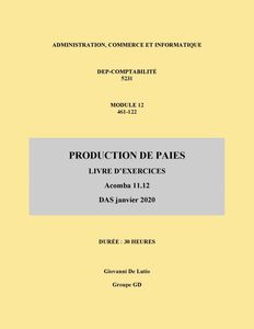 461-122 Production de paies - exercices - Acomba 11.12