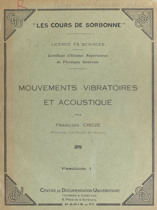 Mouvements vibratoires et acoustique (1)