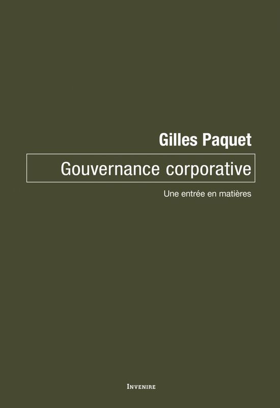 Gouvernance corporative Une entrée en matières