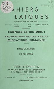 Sciences et Histoire : recherches nouvelles et migrations humaines Notes de lecture, vie du Cercle