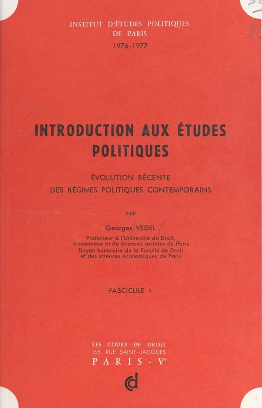 Introduction aux études politiques Évolution récente des régimes politiques contemporains