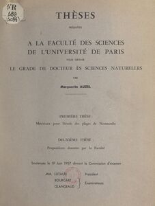 Matériaux pour l'étude des plages de Normandie Suivi de Propositions données par la Faculté : réseau hydrographique du Morvan, sa genèse