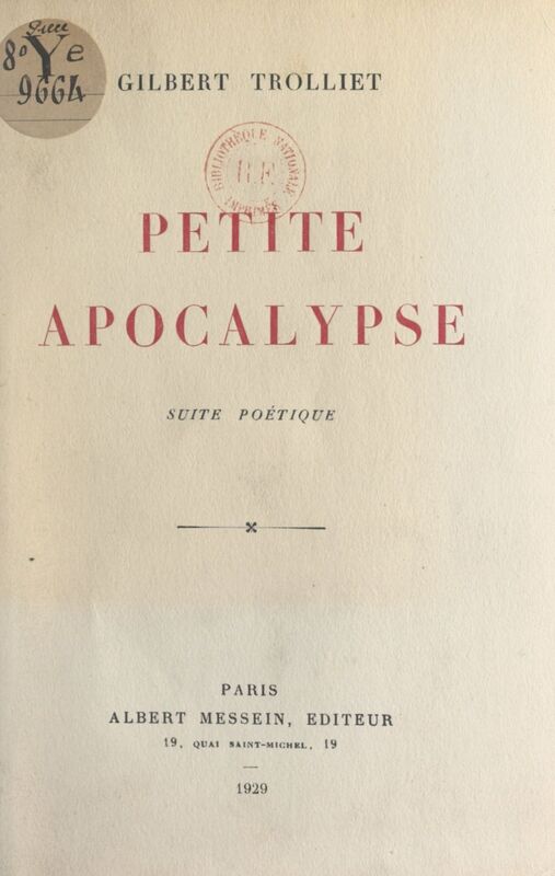 Petite apocalypse Suite poétique