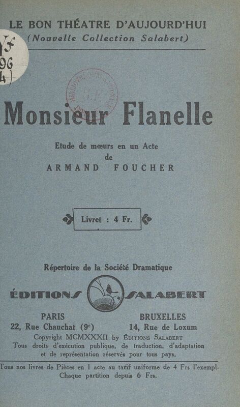 Monsieur Flanelle Étude de mœurs en un acte