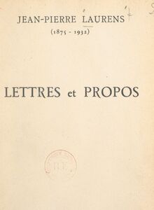 Lettres et propos (1875-1932)