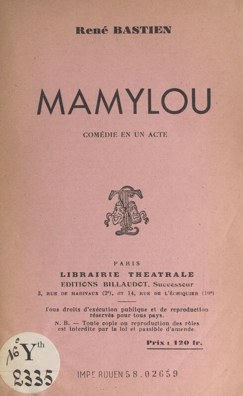 Mamylou Comédie en un acte