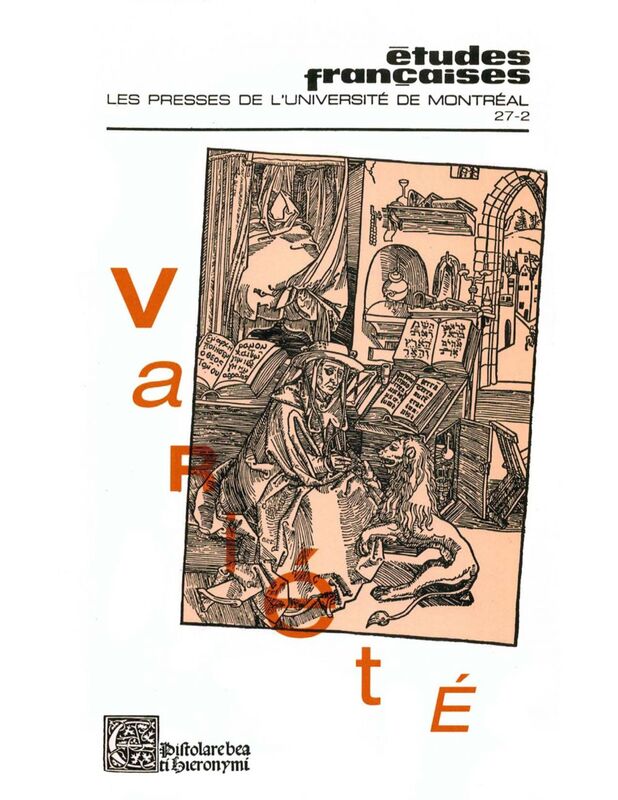 Études françaises. Volume 27, numéro 2, automne 1991 Variété