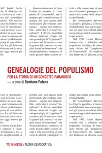 Genealogie del populismo Per la storia di un concetto paranoico