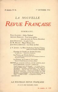 La Nouvelle Revue Française N' 46 (Octobre 1912)