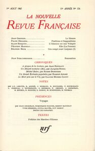La Nouvelle Revue Française N' 176 (Aoűt 1967)
