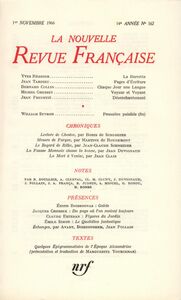 La Nouvelle Revue Française N' 167 (Octobre 1966)