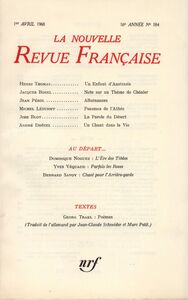 La Nouvelle Revue Française N' 184 (Avril 1968)