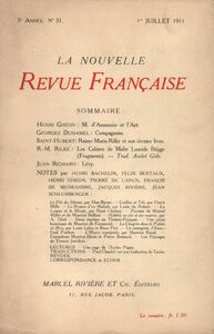 La Nouvelle Revue Française N' 31 (Juillet 1911)