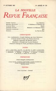 La Nouvelle Revue Française N' 178 (Octobre 1967)