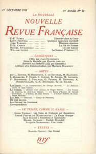 La Nouvelle Nouvelle Revue Française N' 12 (Décembre 1953)