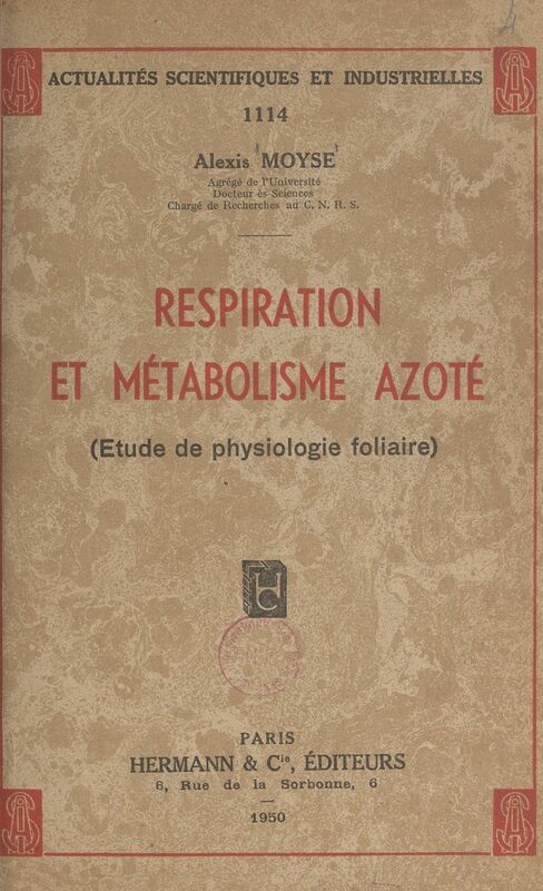 Respiration et métabolisme azoté Étude de physiologie foliaire
