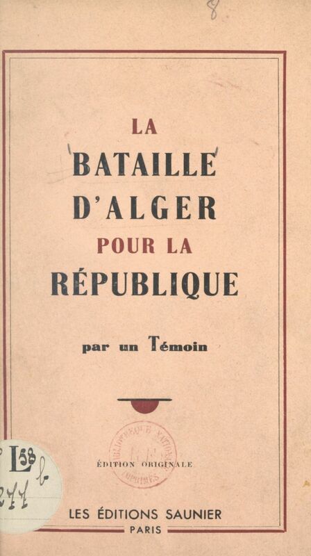 La bataille d'Alger pour la République