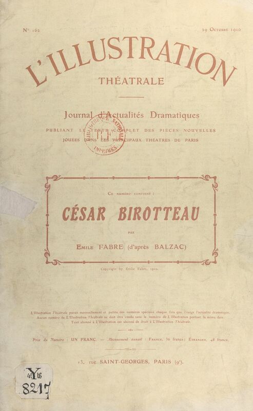 César Birotteau Pièce en cinq actes