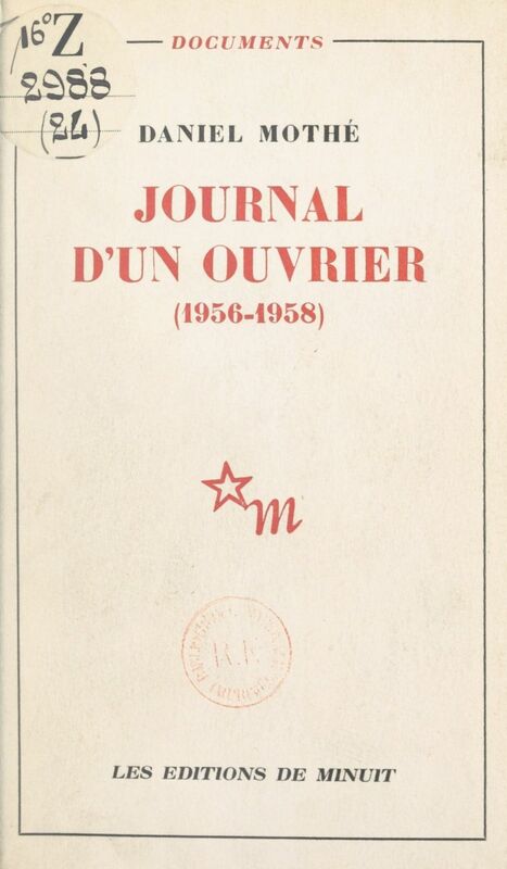 Journal d'un ouvrier 1956-1958