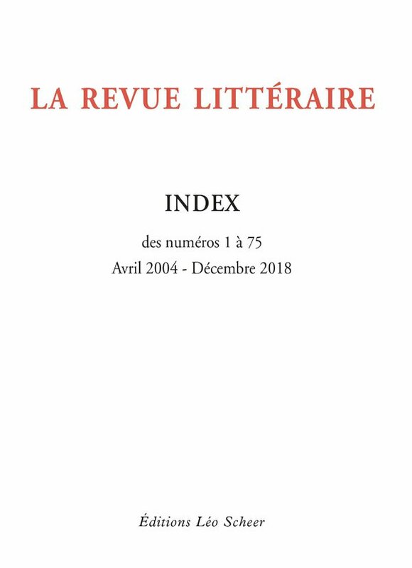 La Revue Littéraire Index (gratuit) des numéros 1 à 75