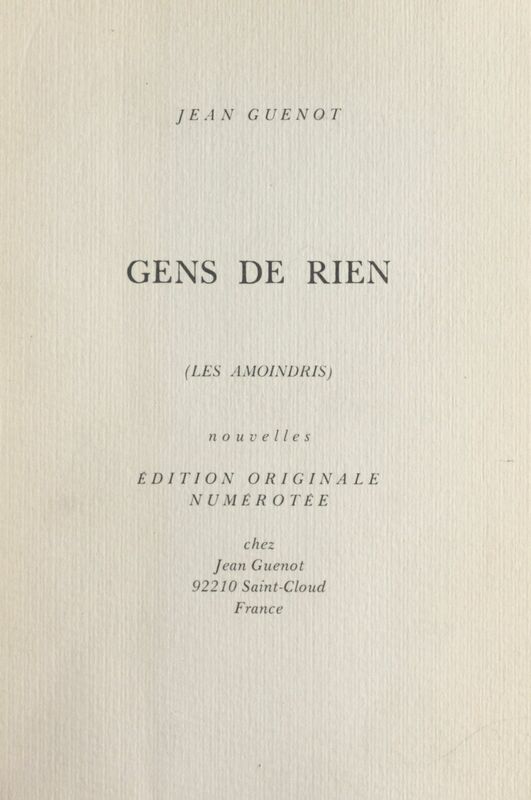 Gens de rien Les amoindris
