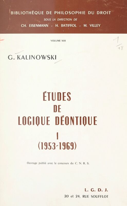 Études de logique déontique (1). 1953-1969