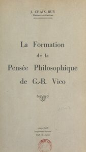 La formation de la pensée philosophique de G.-B. Vico