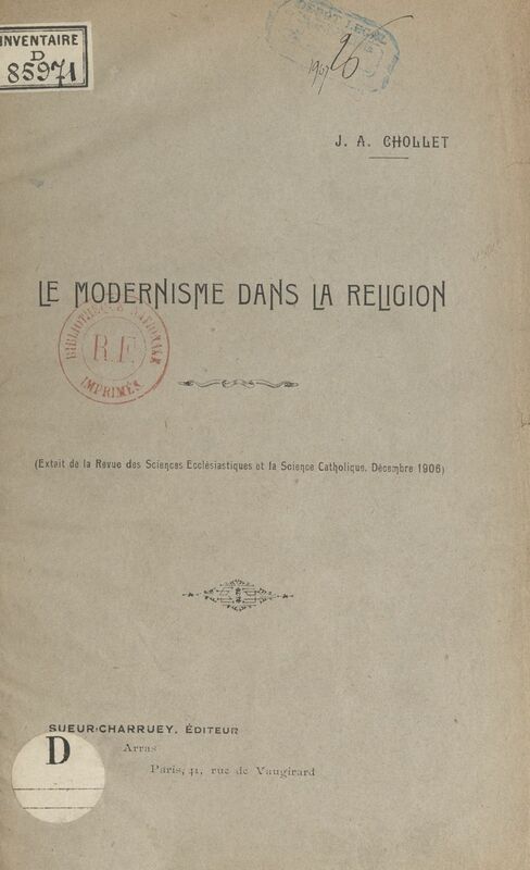 Le modernisme dans la religion Étude sur le roman "Il Santo", d'Antonio Fogazzaro