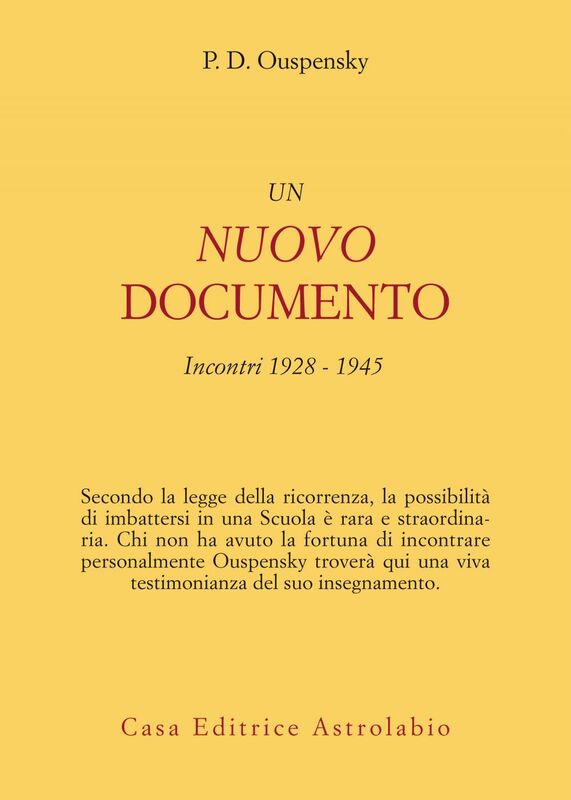 Un nuovo documento Incontri: 1928-1945