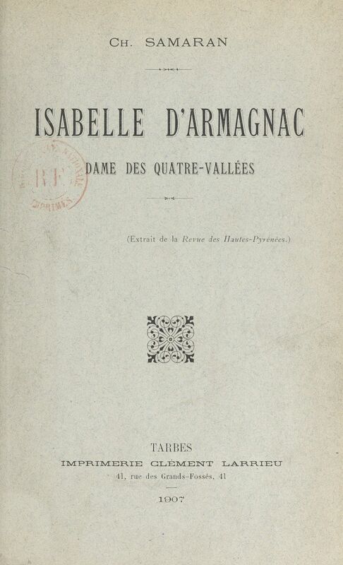 Isabelle d'Armagnac Dame des Quatre-Vallées