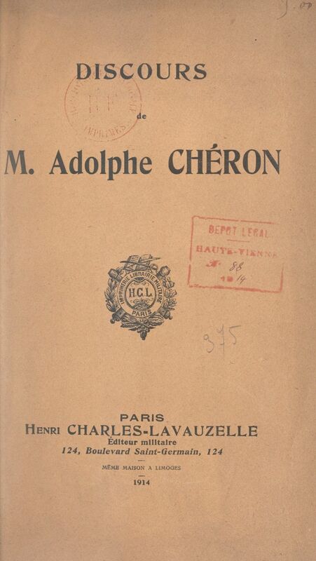 Discours de M. Adolphe Chéron