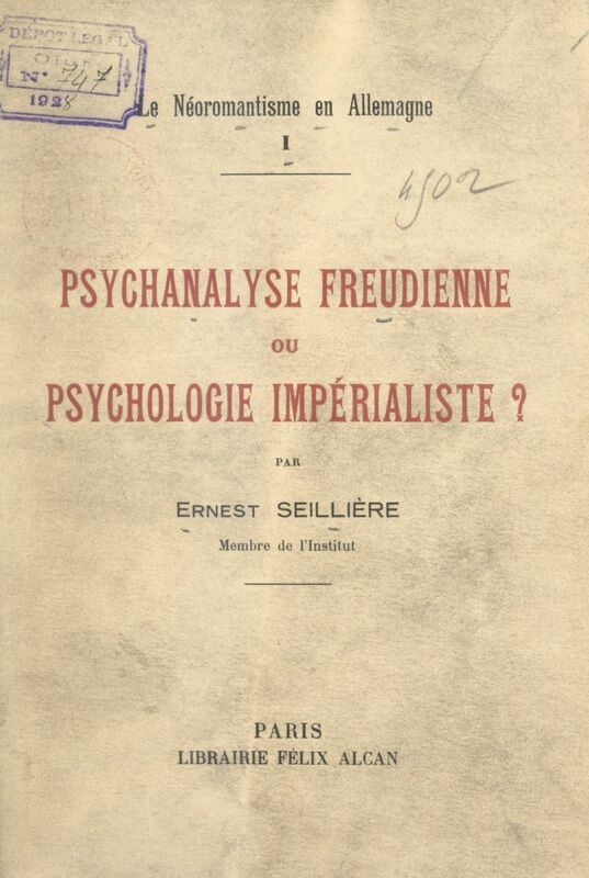 Le néoromantisme en Allemagne (1). Psychanalyse freudienne ou psychologie impérialiste ?