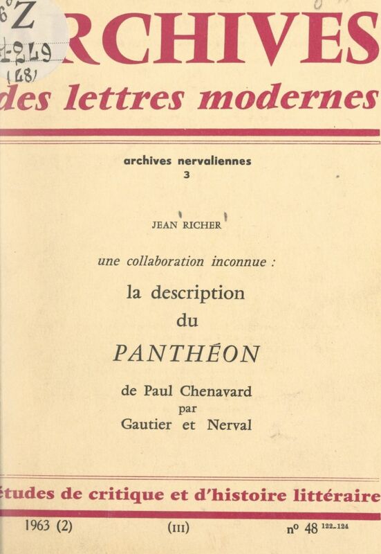 La description du "Panthéon", de Paul Chenavard, par Gautier et Nerval : une collaboration inconnue