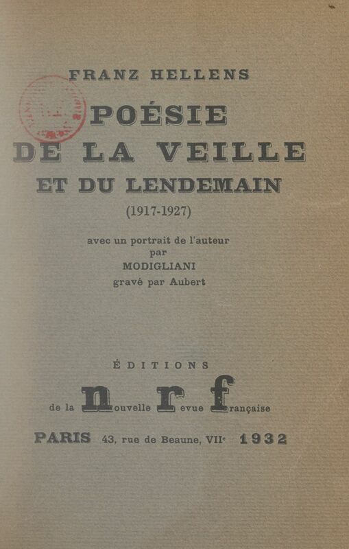 Poésie de la veille et du lendemain (1917-1927)