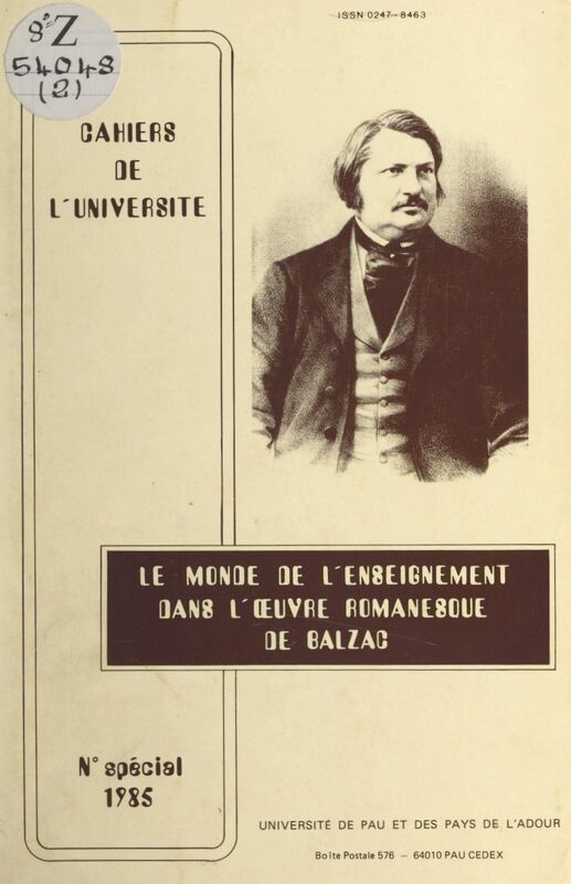 Le monde de l'enseignement dans l'œuvre romanesque de Balzac