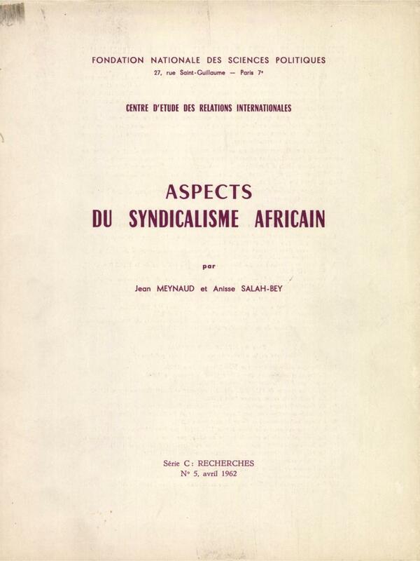 Aspects du syndicalisme africain