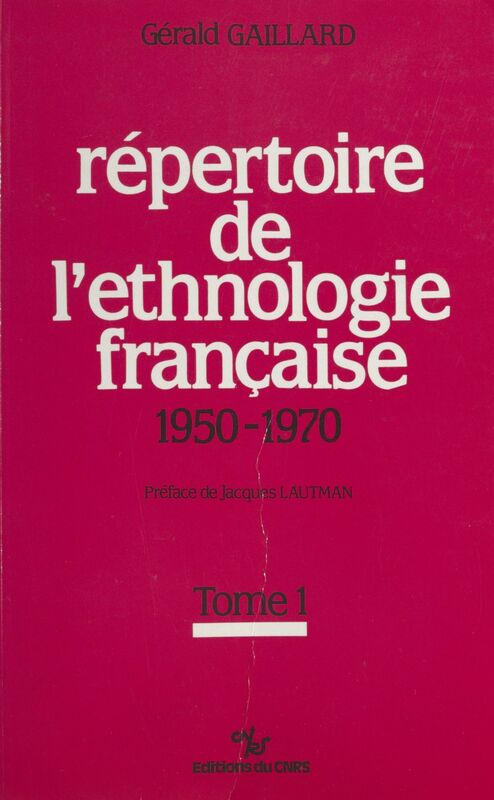 Répertoire de l'ethnologie française (1) : 1950-1970