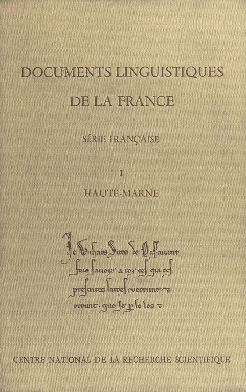 Documents linguistiques de la France, série française (1) : Haute-Marne