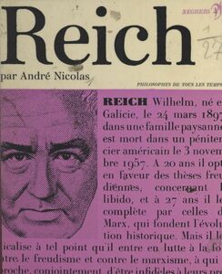 Wilhelm Reich Ou la révolution radicale