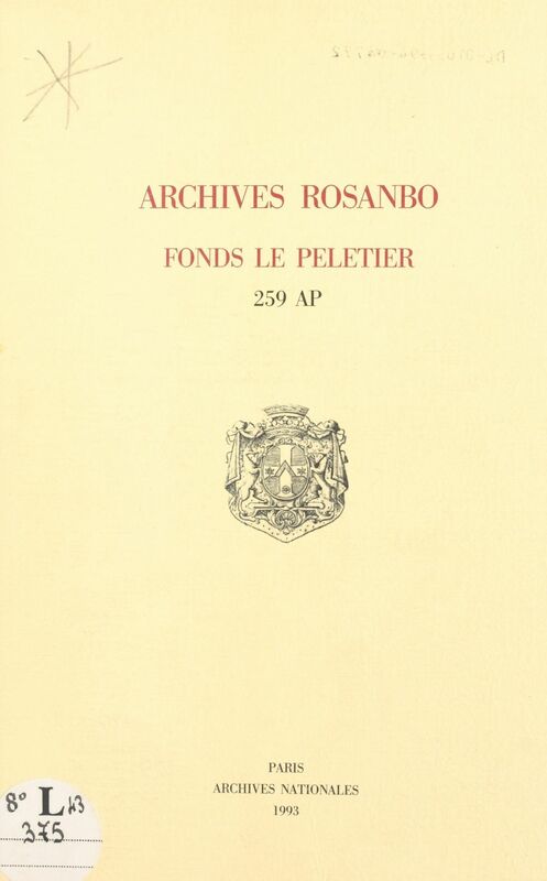 Archives Rosanbo : fonds Le Peletier, 259 AP