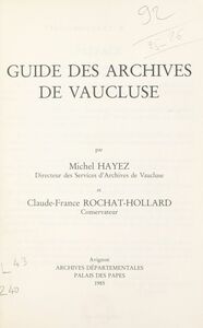 Guide des archives de Vaucluse