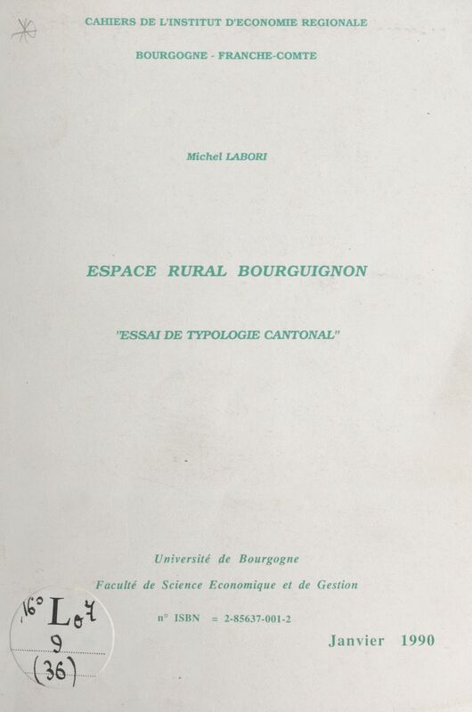 Espace rural Bourguignon : essai de typologie cantonale