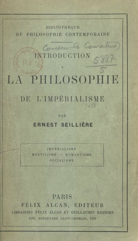 Introduction à la philosophie de l'impérialisme Impérialisme, mysticisme, romantisme, socialisme