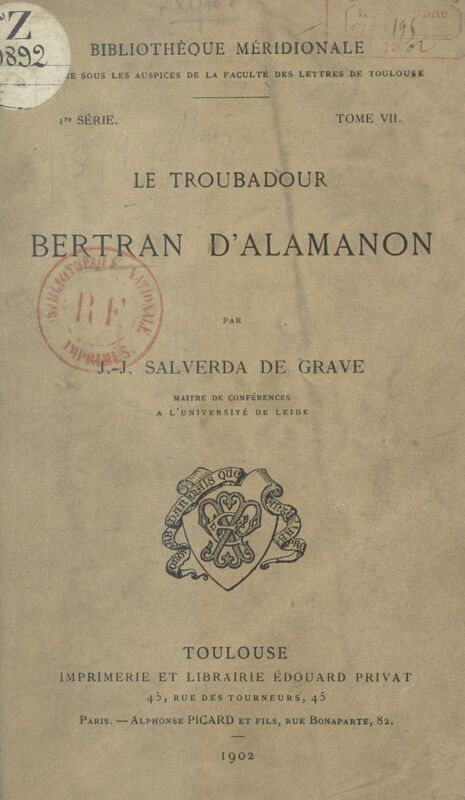 Le troubadour Bertran d'Alamanon