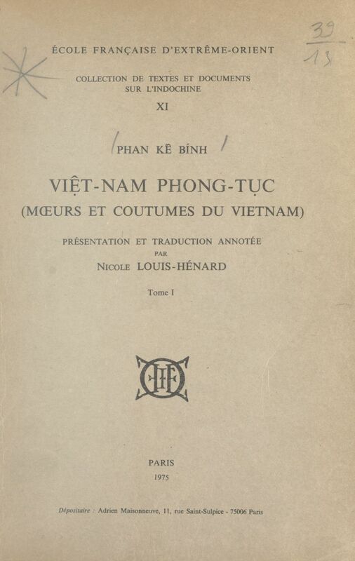 Viêt-nam phong tục (1) Mœurs et coutumes du Viêtnam