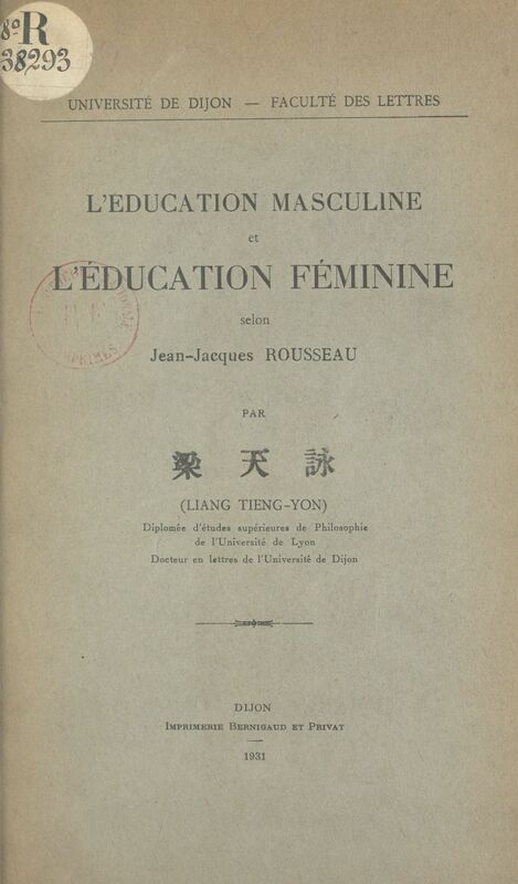 L'éducation masculine et l'éducation féminine selon Jean-Jacques Rousseau
