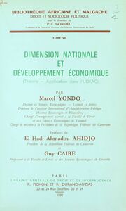 Dimension nationale et développement économique Théorie, application dans l'U.D.E.A.C.