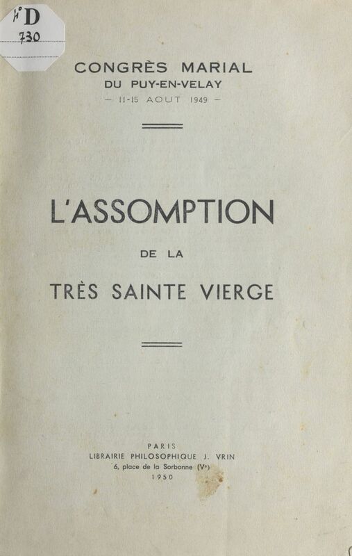 L'assomption de la très Sainte Vierge